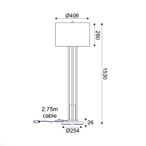 FLOOR LUMINAIRE 1ΧΕ27 BELIZE GOLD METAL+WHITE SHADE-MARBLE IP20 D40,6XH153CM - изображение 3