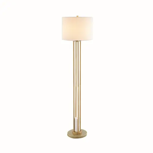 FLOOR LUMINAIRE 1ΧΕ27 BELIZE GOLD METAL+WHITE SHADE-MARBLE IP20 D40,6XH153CM - изображение 4