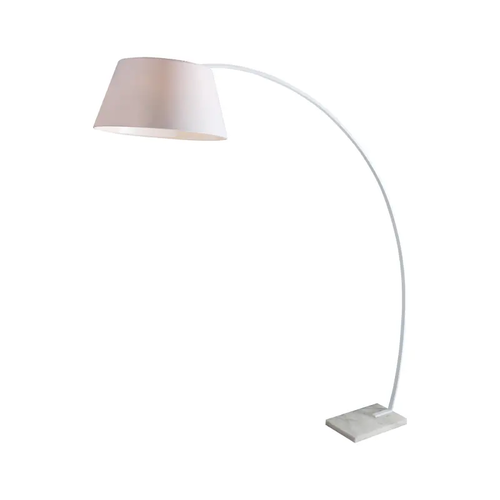 FLOOR LAMP WHITE MARBLE BASE & FABRIC SHADE 1XE27 LENNON