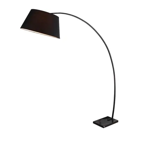 FLOOR LAMP BLACK MARBLE BASE & FABRIC SHADE 1XE27 LENNON
