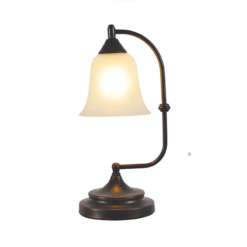 TABLE LAMP BLACK - BRONZE WITH SANDSTONE GLASS 1xE27 MOBY