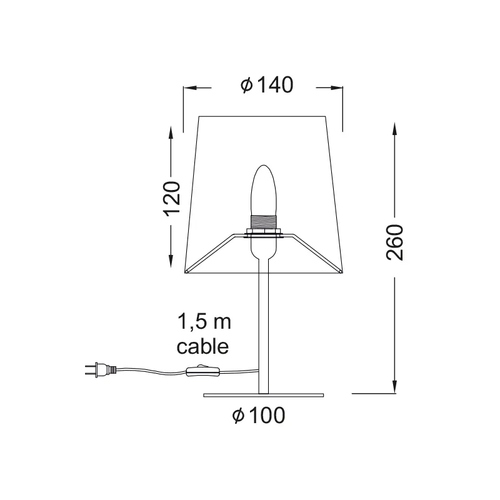 TABLE LUMINAIRE FABRIC 1X40W E14 H28CM ARIOSO - изображение 2