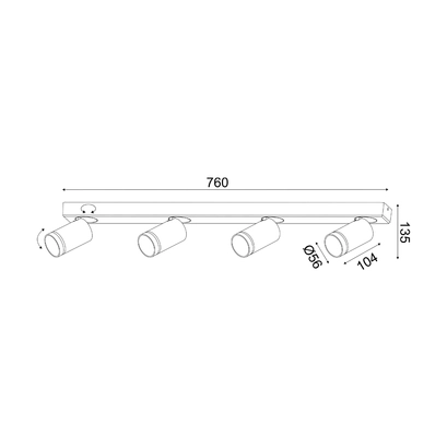 ^WALL MOUNTED LIGHTING 4XGU10 DIVINO BLACK ALUMINUM IP20 76X7X13,5CM