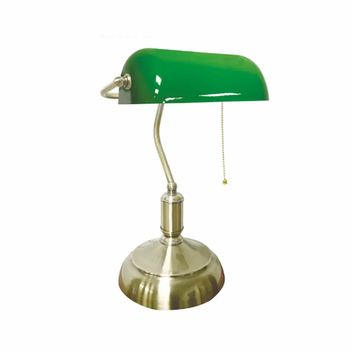 DESK LAMP 1XE27 GREEN GLASS PATINA BRASS METAL 250X300 PRESTIGE