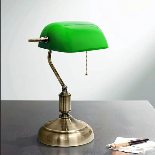 DESK LAMP 1XE27 GREEN GLASS PATINA BRASS METAL 250X300 PRESTIGE - изображение 2