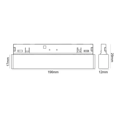 МИНИ ЧЕРНО МАГНИТНО ОСВЕТИТЕЛНО ТЯЛО 24V DC 10W 3000K 490LM 36° RA90 5 ГОДИНИ L196MM