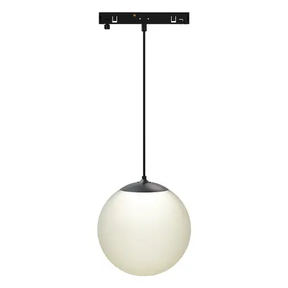 MINI BLACK MAGNETIC PENDANT LUMINAIRE 24V DC 7W 3000K 650LM 230° RA90 5 YRS Φ100Χ1000ΜΜ OPAL GLASS