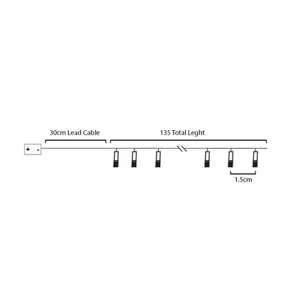^ПЛАСТМАСОВА ДЪГА, 10 LED СТРУННИ СВЕТЛИНИ С БАТЕРИИ (2xAA), WW, IP20, 135+30см, ПРОЗРАЧЕН КАБЕЛ