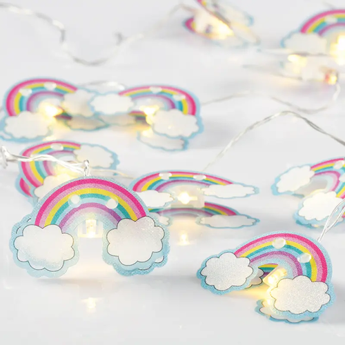 ^ПЛАСТМАСОВА ДЪГА, 10 LED СТРУННИ СВЕТЛИНИ С БАТЕРИИ (2xAA), WW, IP20, 135+30см, ПРОЗРАЧЕН КАБЕЛ