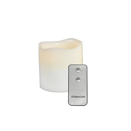 WHITE WAX, 1 LED LIGHT WITH BATTERY (2xAA) & ON/OFF IR REMOTE CONTROLLER, WARM WHITE, IP20, φ7.5x10cm