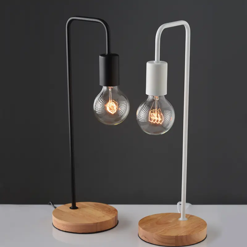 TABLE LAMP 1ΧΕ27 BLACK METALLIC WITH WOOD Φ18XH48cm NAXOS - изображение 2