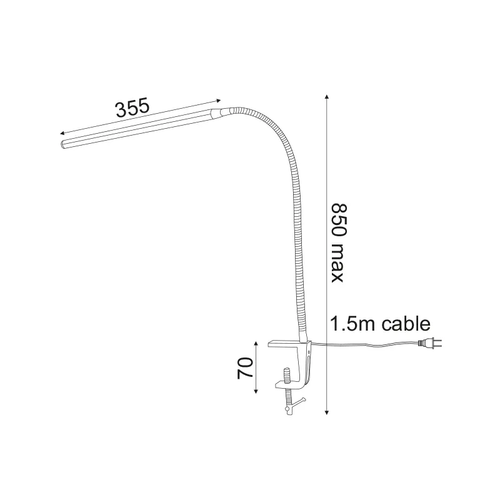NETTO LED DESK LAMP 5W 4000K TOUCH SILVER WITH SPIRAL+CLAMP 230V Η85,5CMmax DELGADO - изображение 2