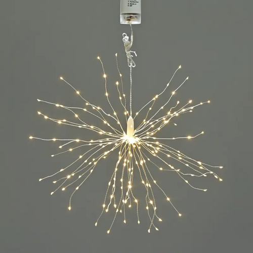 150 LED ФОЙЕРВЕРКИ СТРУННА СВЕТЛИНА WW СРЕБЪРНА МЕДНА ЖЕЛ И БАТЕРИЯ 4xAA+ДИСТАНЦИОННО IP44 3LEDSx50 СТРУНИ+80CM