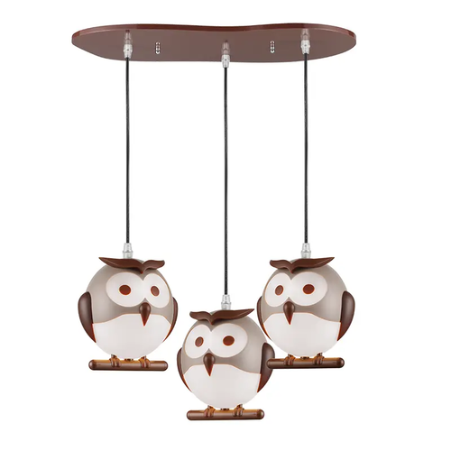 PENDANT LUMINAIRE 3XE14 BROWN PLASTIC OWL 50Χ30ΧΗ100CM KOKKA