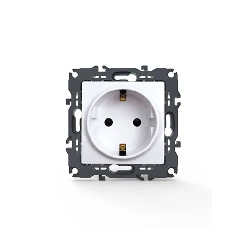 PRIME SCHUKO SOCKET WITH SAFETY SHUTTER 1x2P+E 16A 250VAC IP20 WHITE