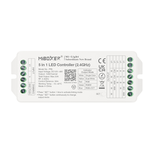 LED контролер 2,4 GHz, 5 в 1, общ изход максимум 20A