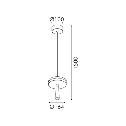 ASIAN – висяща лампа от златист алуминий, LED SMD 11W, CCT, 715 lm, IP20, Φ164 × H1500 мм