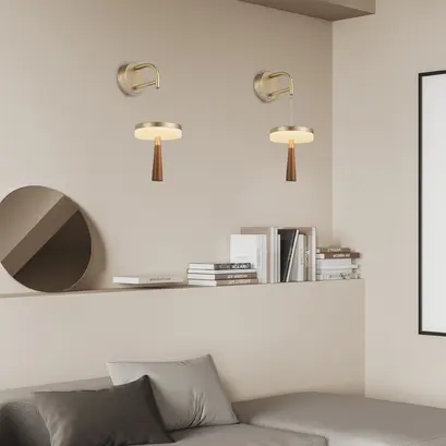 ASIAN – стенен аплик от златист алуминий, LED SMD 11W, CCT, 715 lm, IP20, 164 × 222 × 400–700 мм
