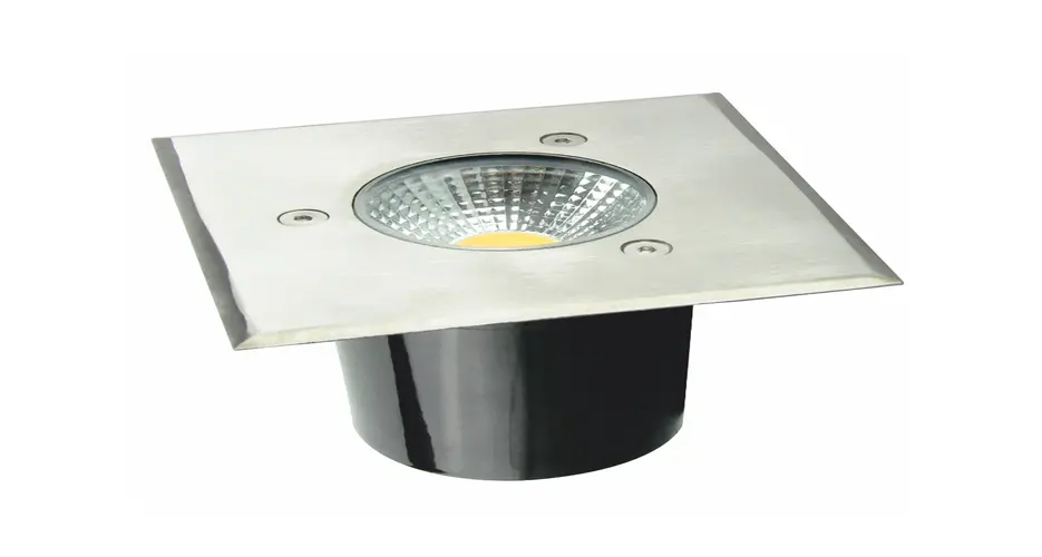 LED квадратен COB вграден спот за земя 7 W — 450 lm, 3000 K, IP67