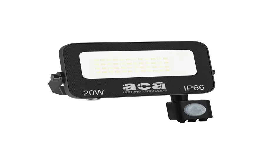 LED SMD черен прожектор със сензор 20 W — 3 CCT, ~2000 lm, IP66