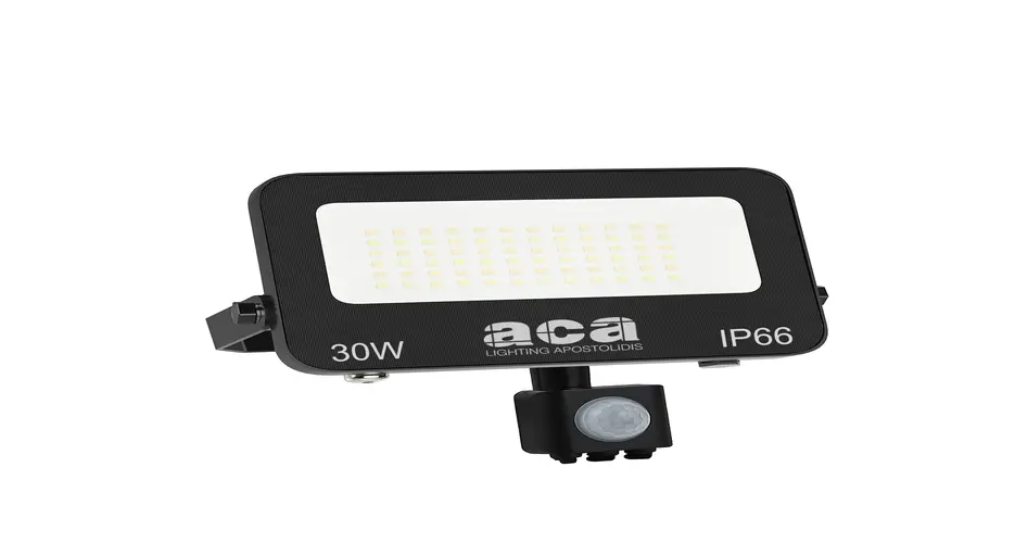 LED SMD черен прожектор със сензор 30 W — 3 CCT, ~3000 lm, IP66