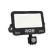 LED SMD черен прожектор със сензор 50 W — 3 CCT, 5000 lm, IP66