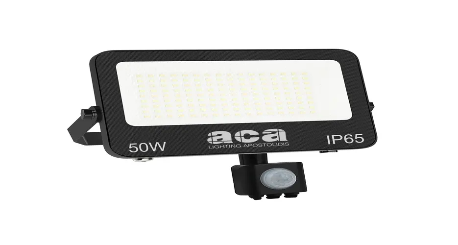 LED SMD черен прожектор със сензор 50 W — 3 CCT, 5000 lm, IP66