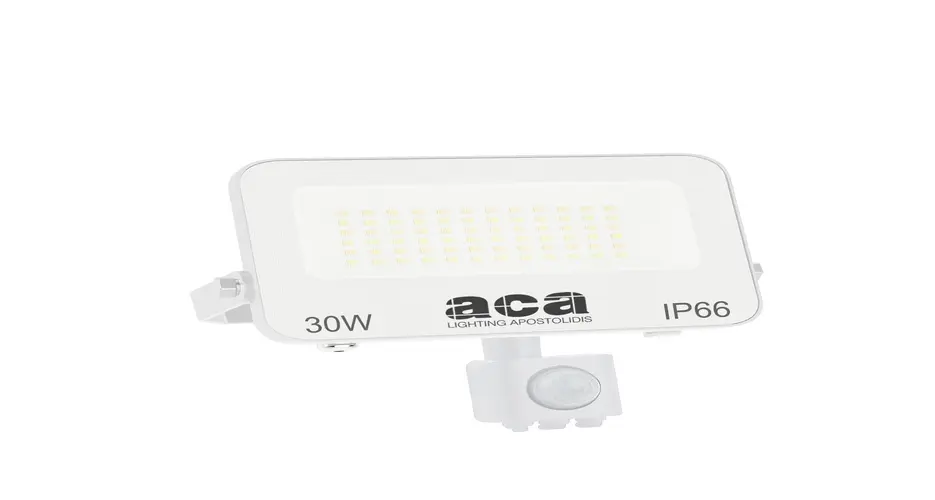 LED SMD WHITE FLOOD LUMINAIRE WITH SENSOR 30W 3CCT 3000LM 185-260V RA>80 IP66