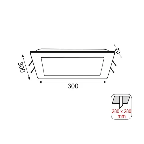 P/O КВАДРАТЕН БЯЛ ВГРАДЕН LED SLIM ПАНЕЛ 26W 3000K 1830Lm 230V 300X300 Ra80 - изображение 2