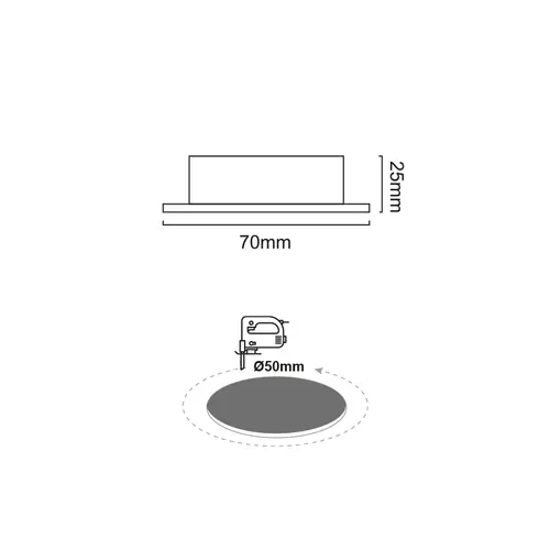 P/O RECESSED NM ROUND LED SPOT 2W 3000K 140Lm 230V Φ50 120° Ra80 - изображение 2