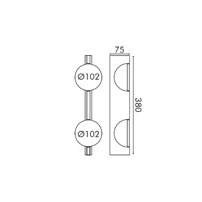 СТЕННА ЛАМПА С ДВЕ СВЕТЛИНИ - ЧЕРЕН МЕТАЛ LED 2X 5W 2700K IP20 100x100x380mm