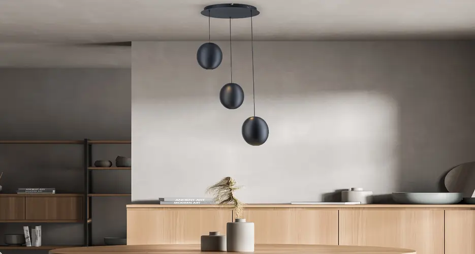 ELLITON- PENDANT LAMP  SAND BLACK ALUMINIUM LED SMD 12W 2700K 840LM IP20 Φ367x1500mm - изображение 3