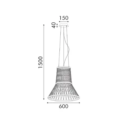 VENTI-PENDANT LAMP BRUSHED GREY/LIGHT CHAMPANE ALUMINIUM LED SMD 40W CCT 2840LM IP20 Φ600x1500mm