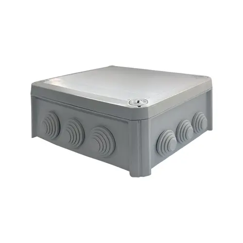 190x150x75mm WALL MOUNTED CABLE JUNCTION BOX GREY COLOR 10 LEDS IP66 RAL 7035