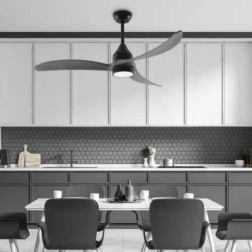 CEILING FAN DIM BLACK-GREY WITH 3 BLADES SOLIDWOOD REMOTE CONTROL & TIMER LED 24W 2400L DC 45W 1320mm - изображение 2